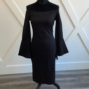 Off the shoulder LULUS black midi dress